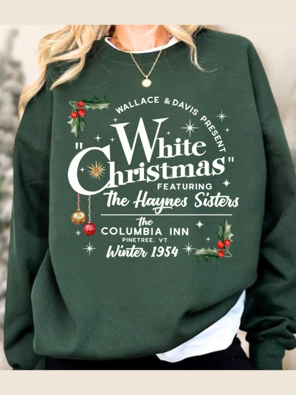 Gildan Forest Green Movie "White Christmas" Wallace and Davis Sweater